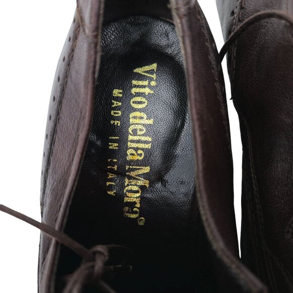 Italy Vito Della Mora Men Size 10 Unique Dark Brown Leather Dress Shoes Oxfords main image 4